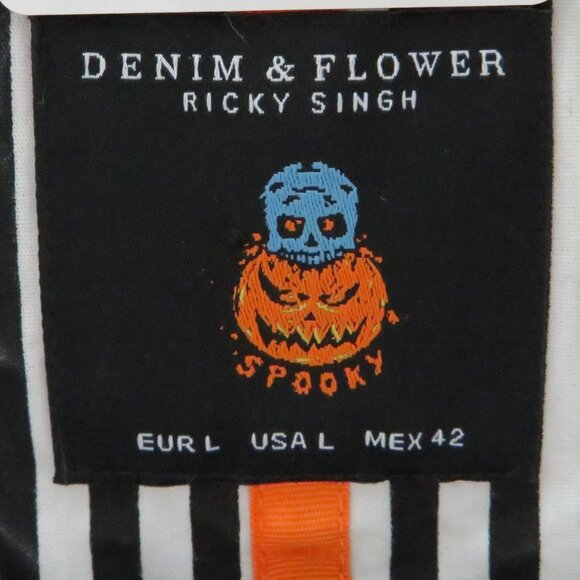 Denim & Flower* Men's Short Sleeve Button Down Straight Hem Skulls Shirt~ Large - Picture 3 of 11